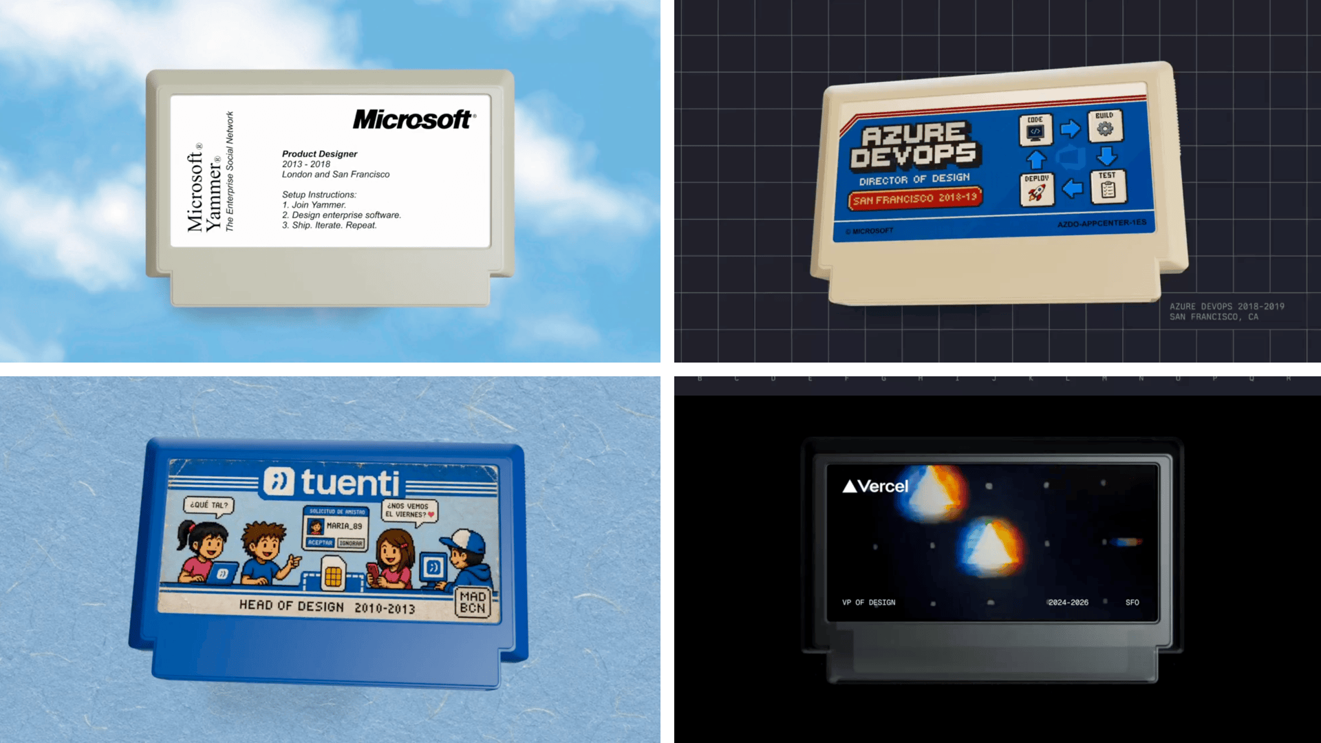 Famicom cartridges with labels for past jobs